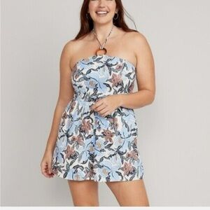 Old Navy Linen-Blend O-Ring Halter Romper